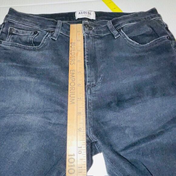 AGOLDE Sophie Mid Rise Skinny Ankle Raw Jeans Black Shout A123B-1158 Size 29 - Picture 7 of 12
